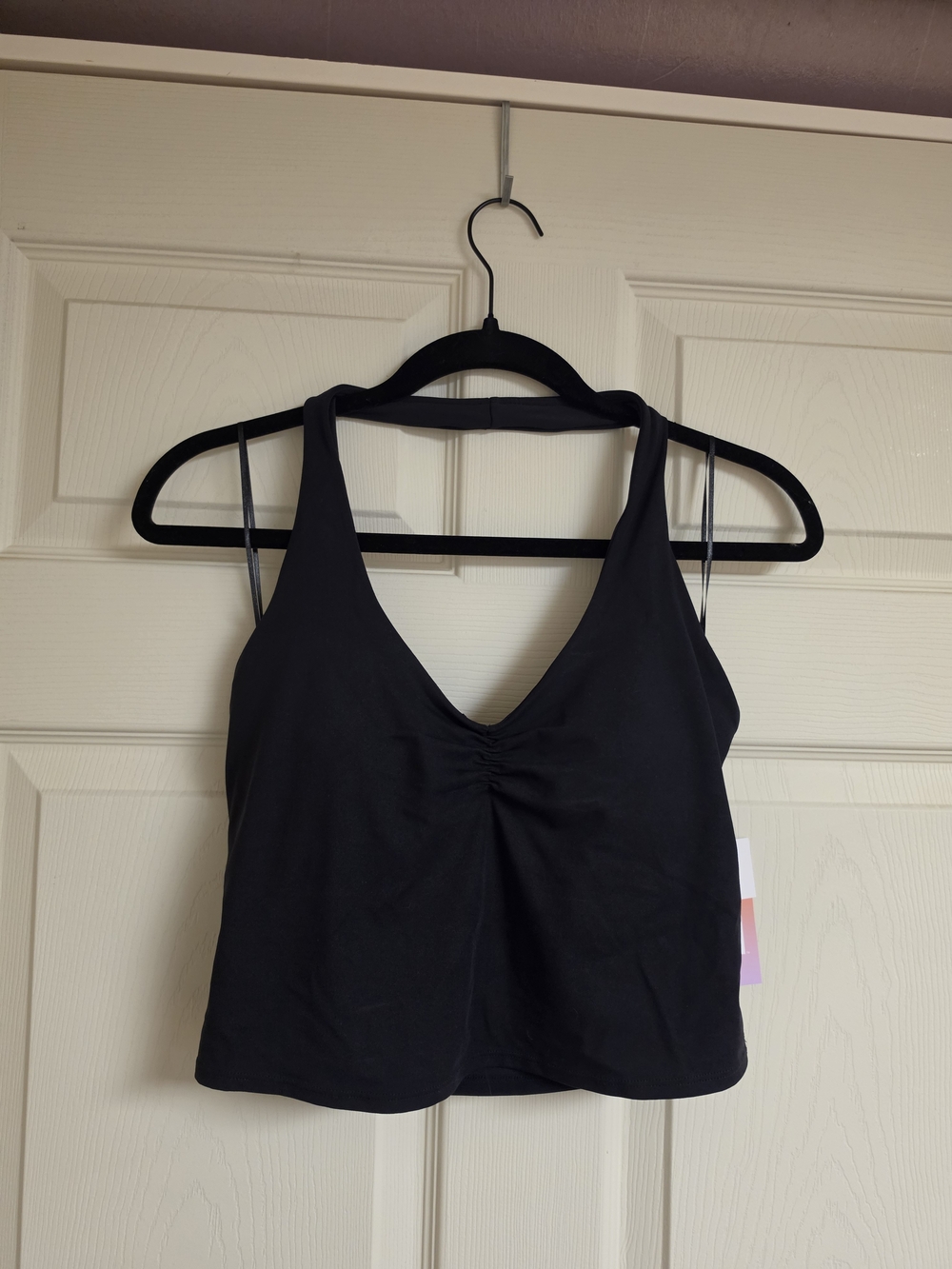 JoyLab Black V-Neck Cropped Halter Top